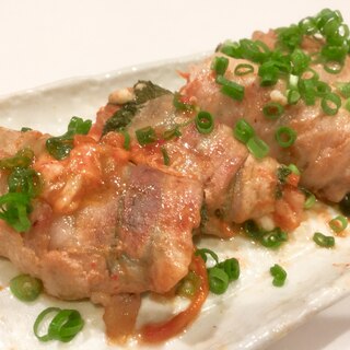 キムチとチーズの大葉肉巻き